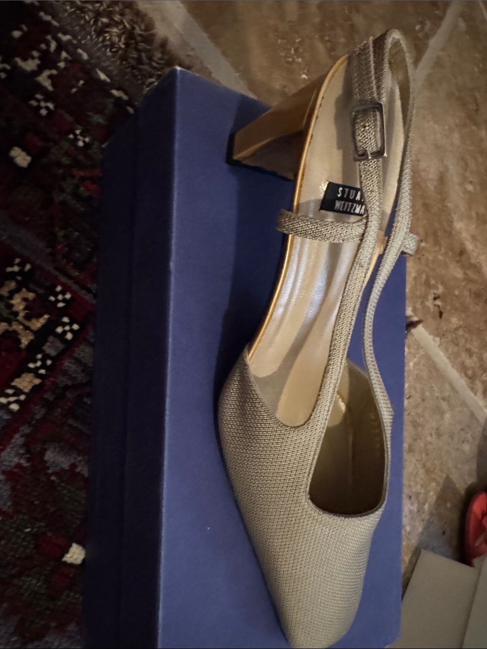 Stuart Weitzman Metallic heel Slingback Pumps